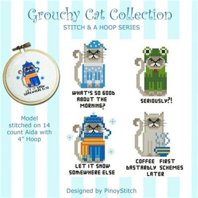 (image for) Stitch & a Hoop Pattern: Grouchy Cat Collection